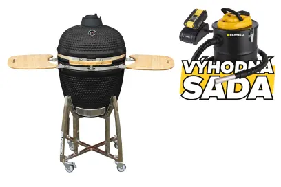 gril keramický 55 cm ČERNÝ + aku vysavač + aku + nabíječka
