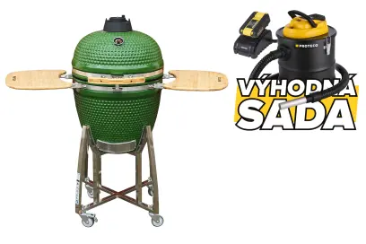 gril keramický 55 cm ZELENÝ + aku vysavač + aku + nabíječka