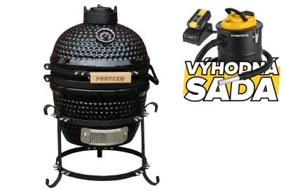 gril keramický 32 cm ČERNÝ + aku vysavač + aku + nabíječka