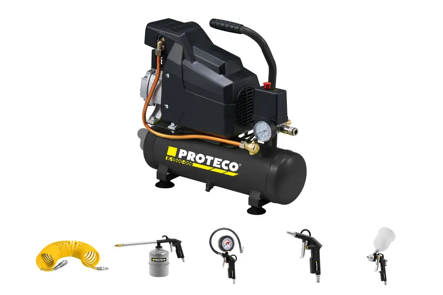 kompresor 1,1 kW / 6l olejový + sada pneumatického nářadí 5-dílná